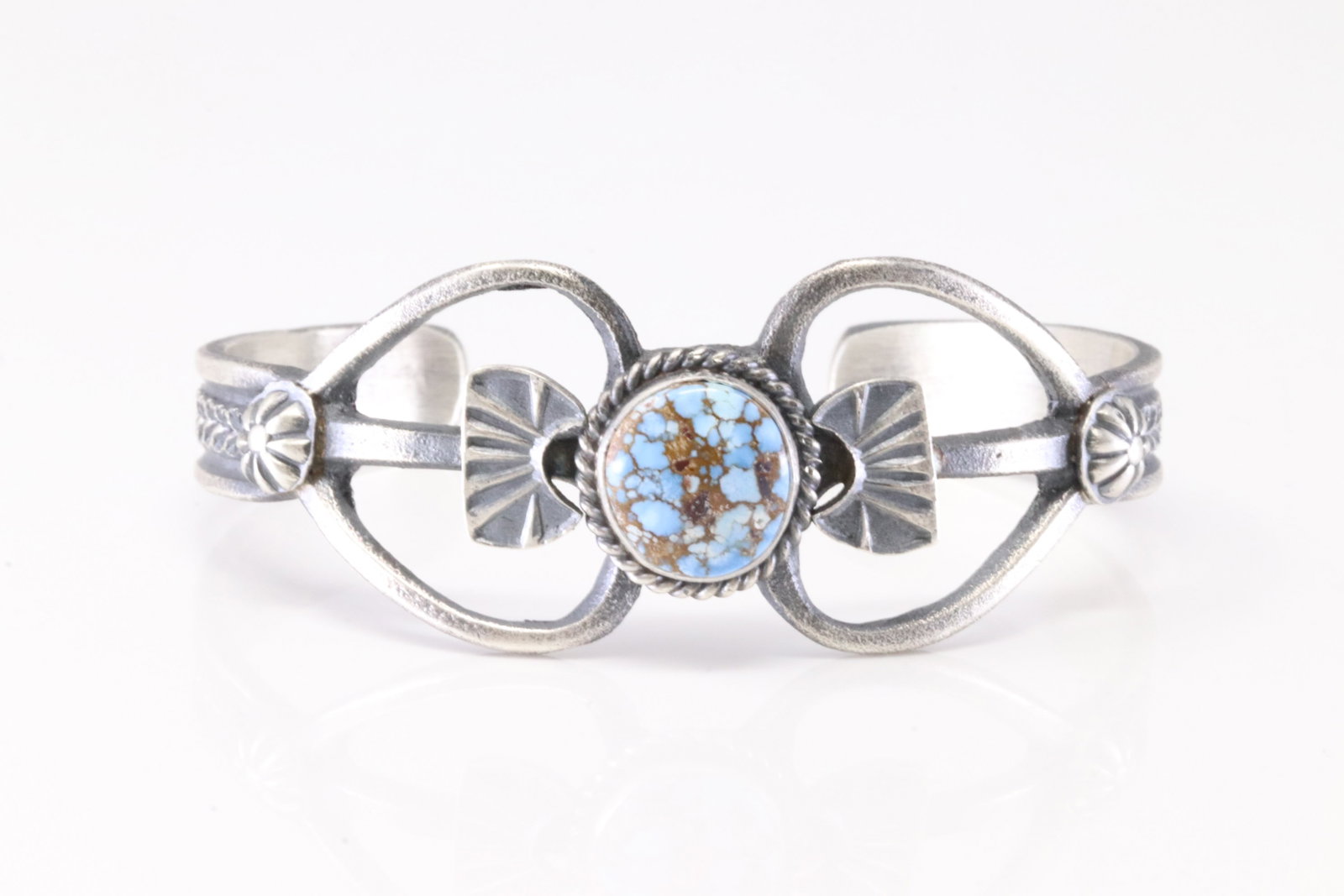 Native America Navajo Sterling Silver Golden Hill Turquoise Bracelet Cuff By Keven Bellah. (1 of 4)