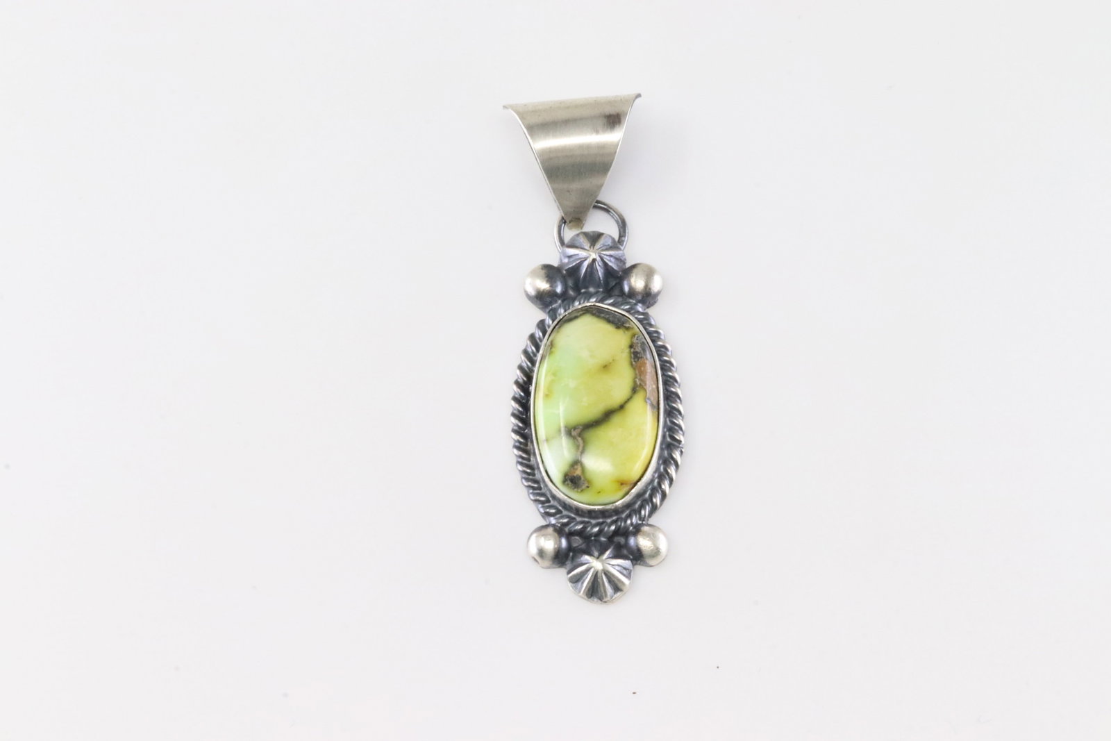 Native America Navajo Sterling Silver Palomino Turquoise Pendant By M.B.: This is a Native America Navajo Sterling Silver Palomino Turquoise Pendant By M.B.