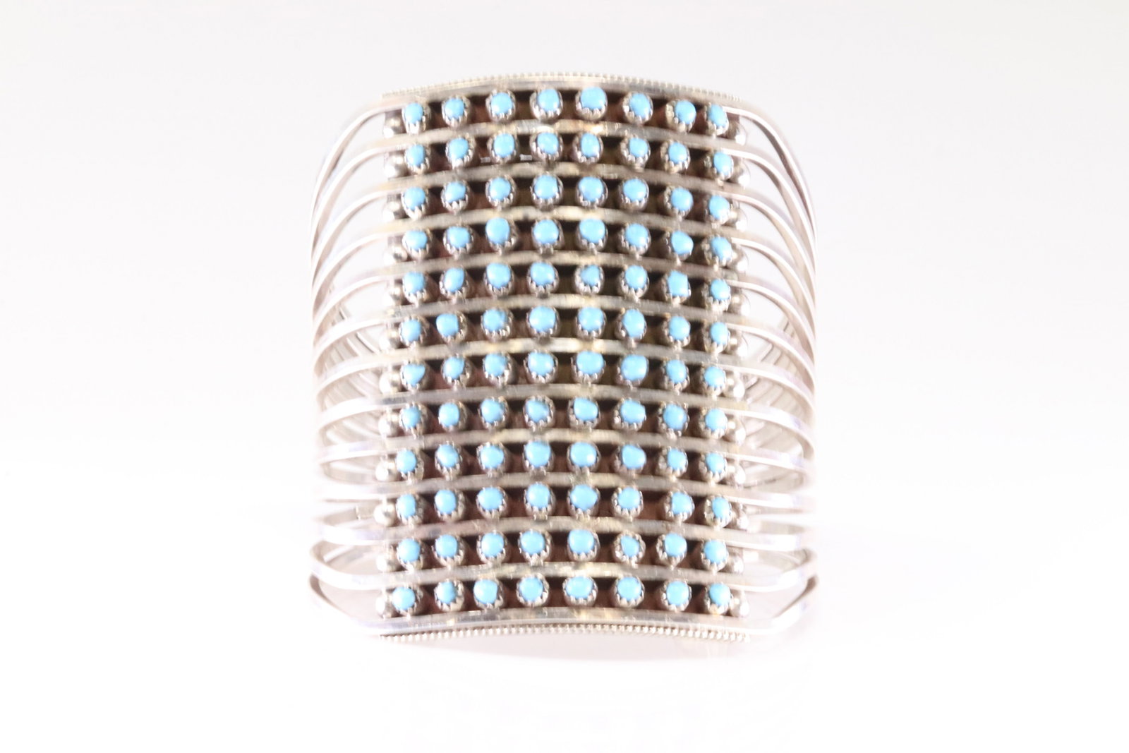 Native America Zuni Sterling Silver Turquoise Bracelet Cuff By S.L.: This is a Native America Zuni Sterling Silver Turquoise Bracelet Cuff By S.L. Stamp SL.