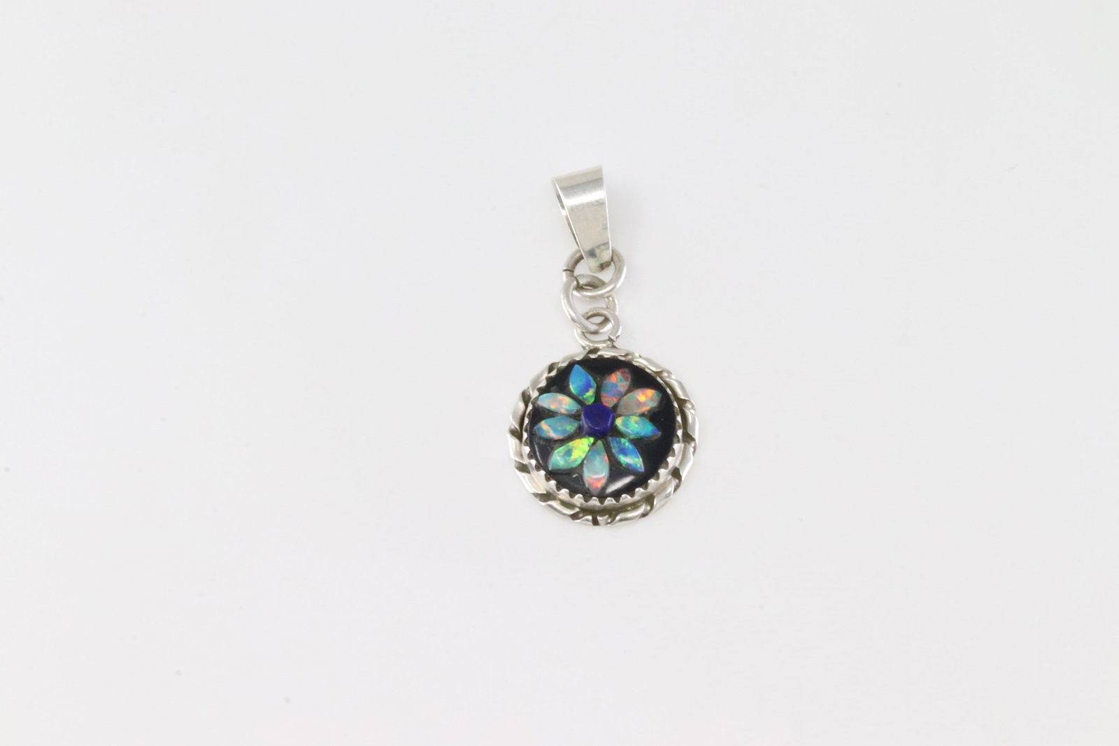 America Sterling Silver Multi-Color Stone Inlay Pendant. (1 of 2)