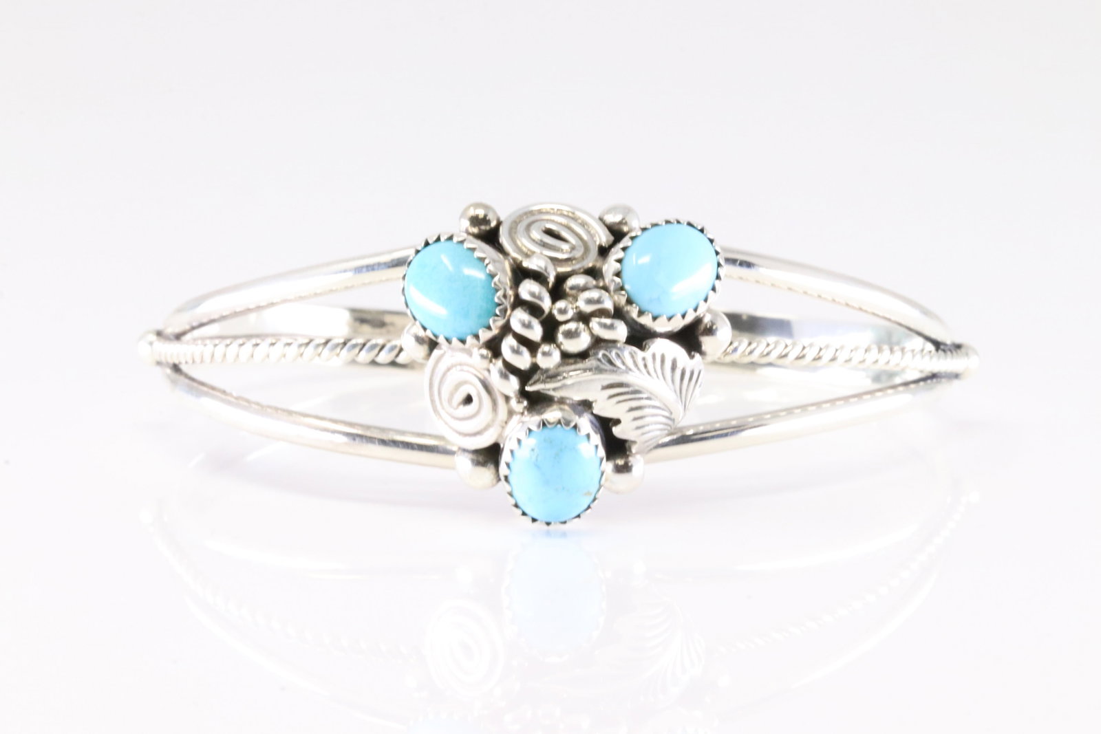 Native America Navajo Sterling Silver Turquoise Bracelet Cuff By Phyllis A Smith. (1 of 4)
