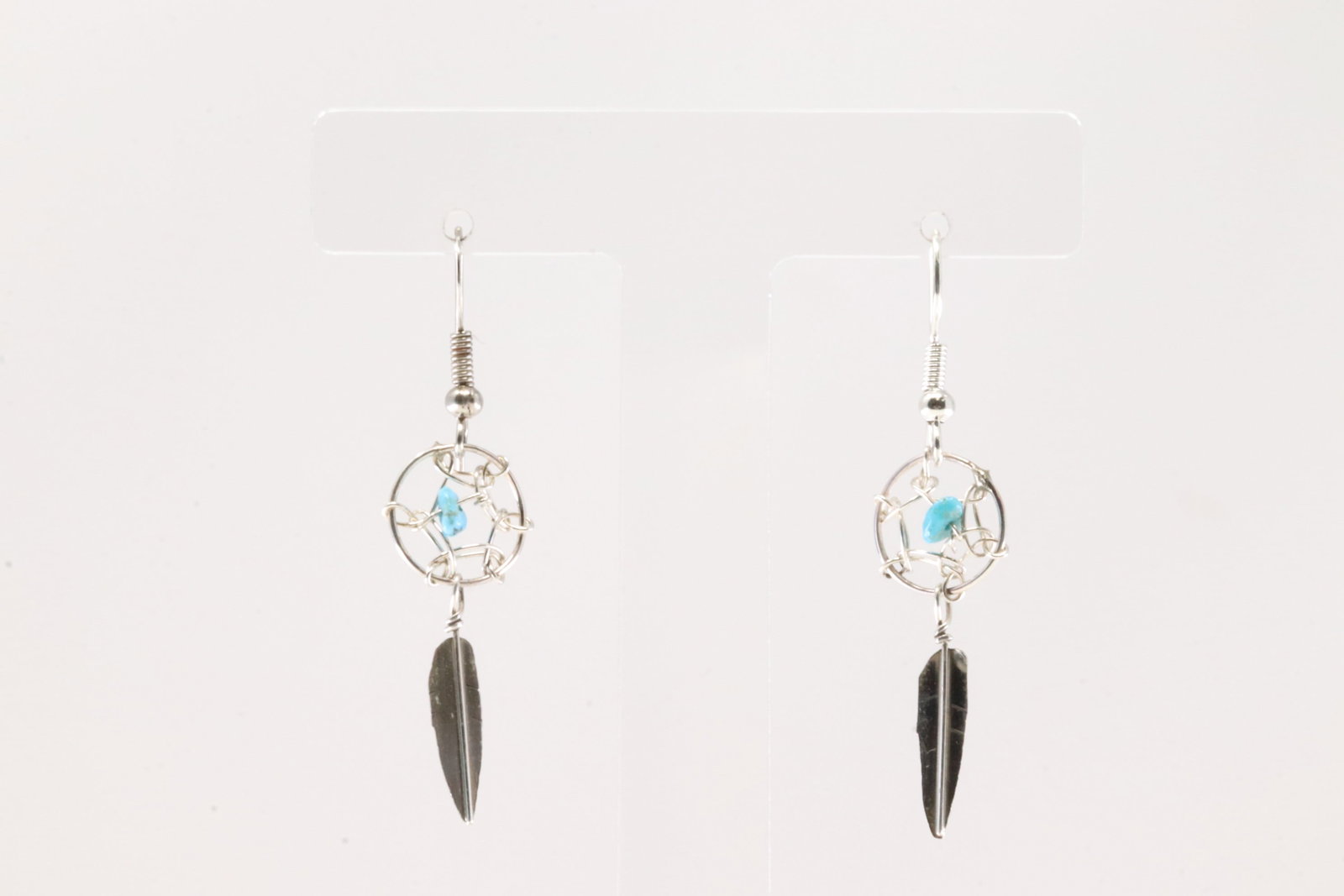 America Sterling Silver Turquoise Dream Catcher Dangling Earring's.: This is a America Sterling Silver Turquoise Dream Catcher Dangling Earring's.
