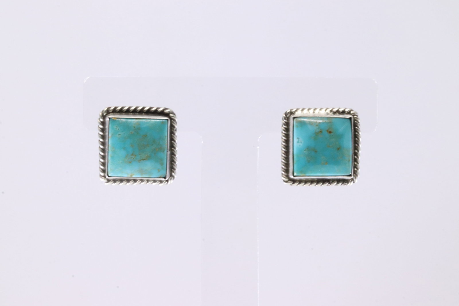Native America Navajo Sterling Silver Turquoise Post Earring's By J.: This is a Native America Navajo Sterling Silver Turquoise Post Earring's By J. Stamp J.