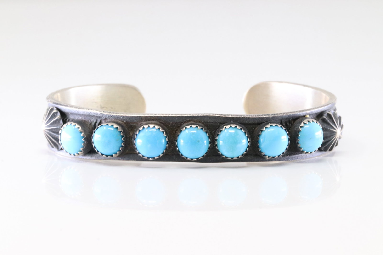 Native America Navajo Sterling Silver Turquoise Bracelet Cuff By Yo.Billah.: This is a Native America Navajo Sterling Silver Turquoise Bracelet Cuff By YO.Billah.