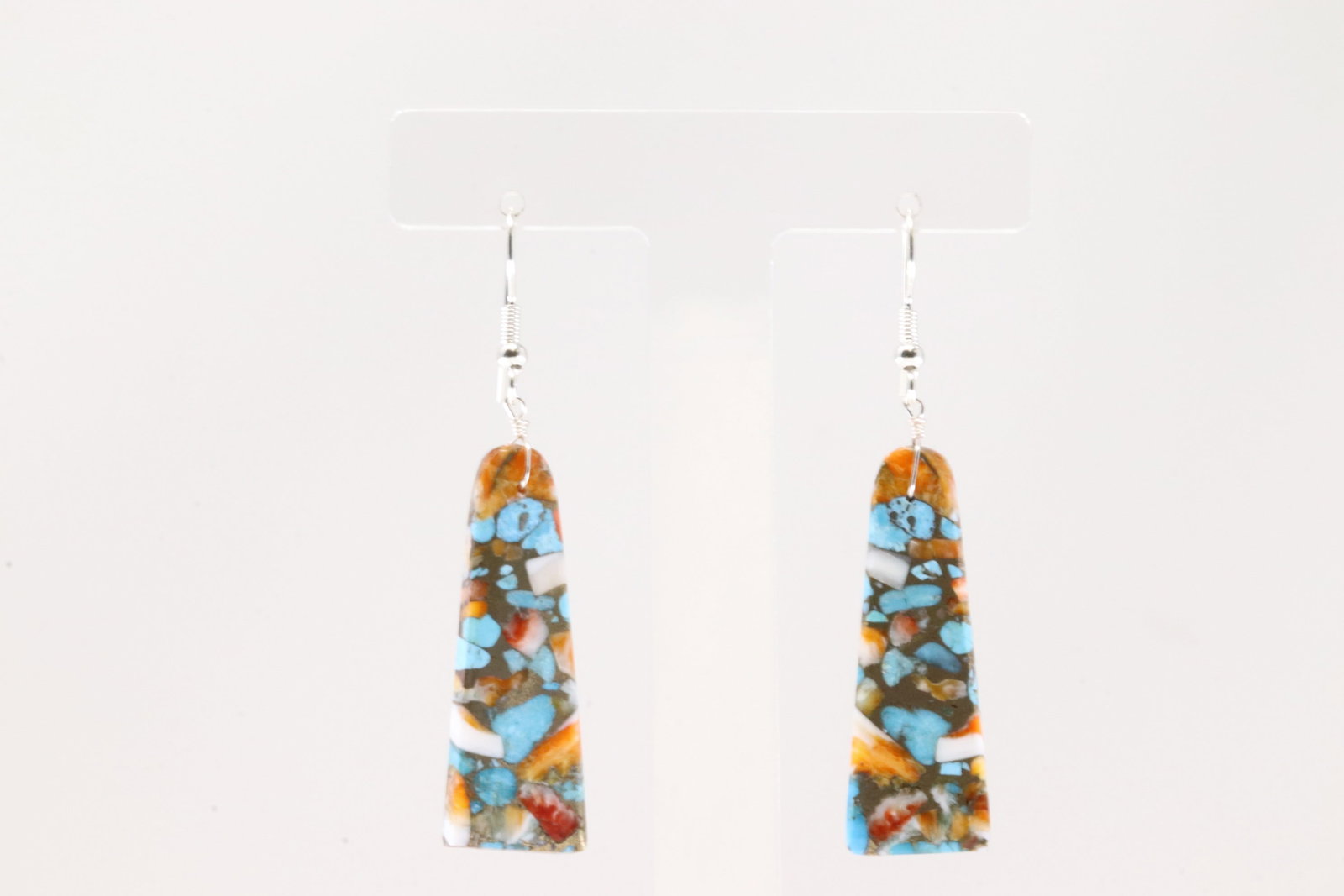 America Sterling Silver Turquoise & Spiny Oyster Dangling Earring's.: This is a America Sterling Silver Turquoise & Spiny Oyster Dangling Earring's.