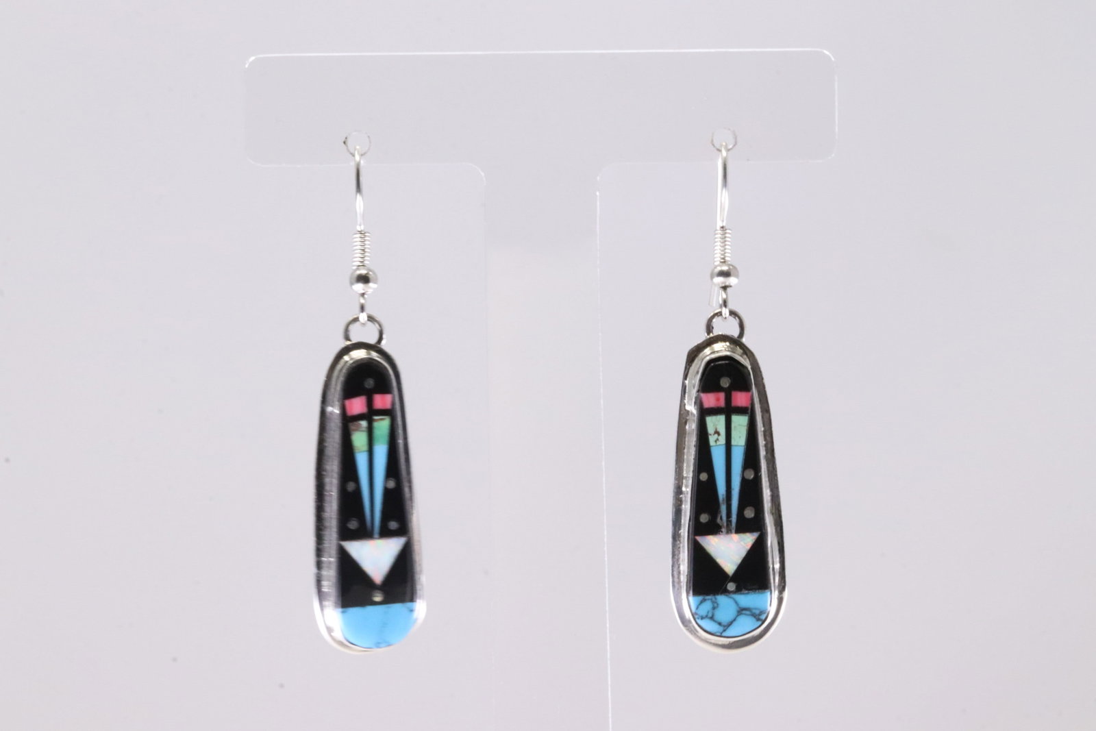 Native America Navajo Sterling Silver Night Sky Dangling Earring's By S.: This is a Native America Navajo Sterling Silver Night Sky Dangling Earring's By S. Stamp S.