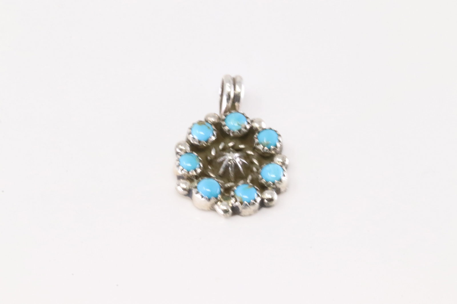 Native America Navajo Sterling Silver Kingman Turquoise Pendant By Fairren Begay.: This is a Native America Navajo Sterling Silver Kingman Turquoise Pendant By Fairren Begay. Stamp FB.