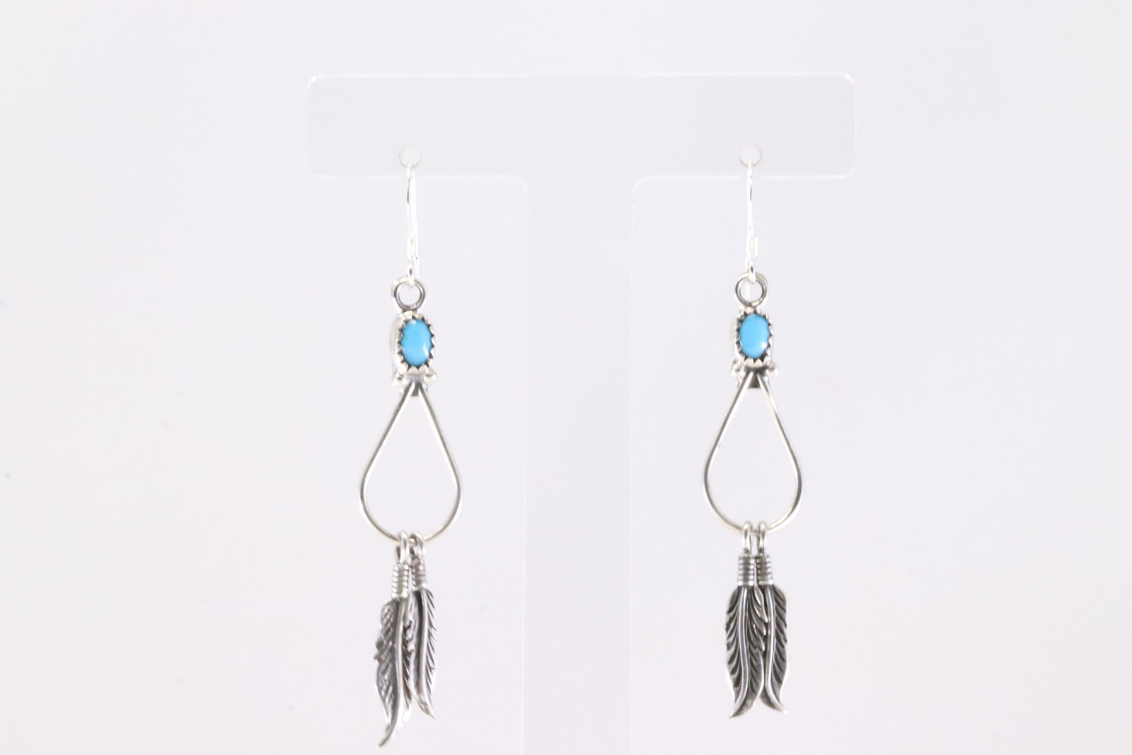 Native America Navajo Sterling Silver Turquoise Dangling Earring's By Sadie Jim.: This is a Native America Navajo Sterling Silver Turquoise Dangling Earring's By Sadie Jim. From R.B Company.
