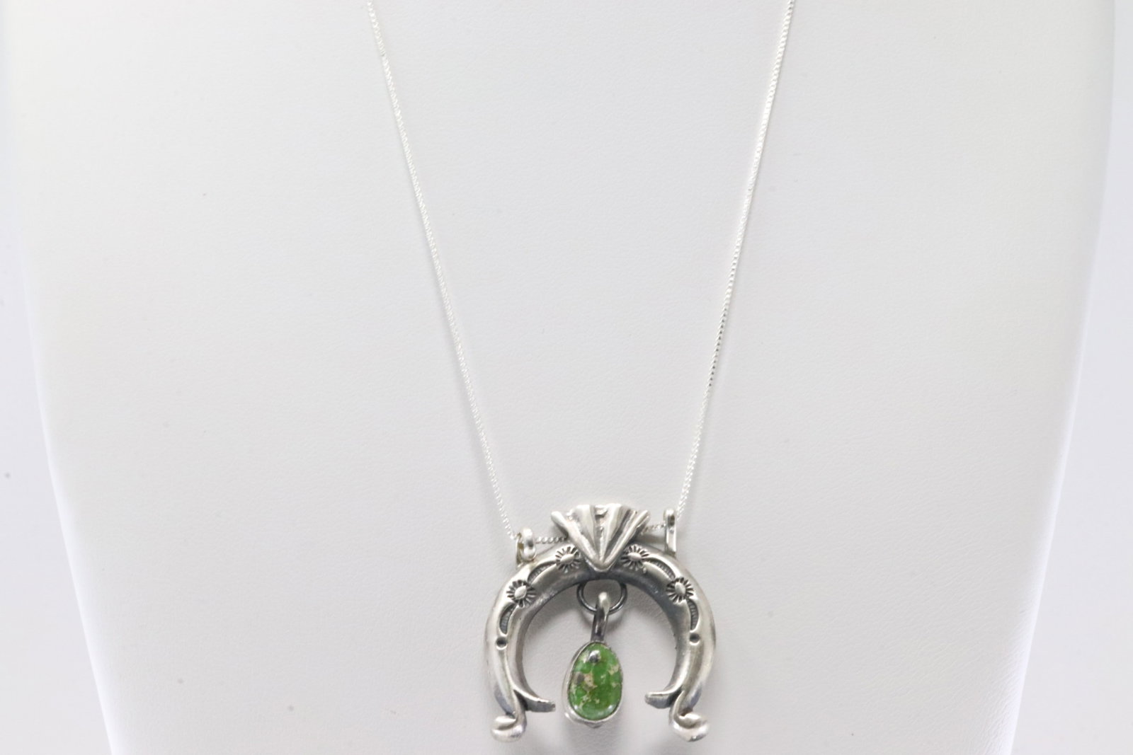 America Sterling Silver Sonora Gold Turquoise Naja Pendant With A 925 Necklace.: This is a America Sterling Silver Sonora Gold Turquoise Naja Pendant With A 925 Necklace. Necklace length: 16.00"