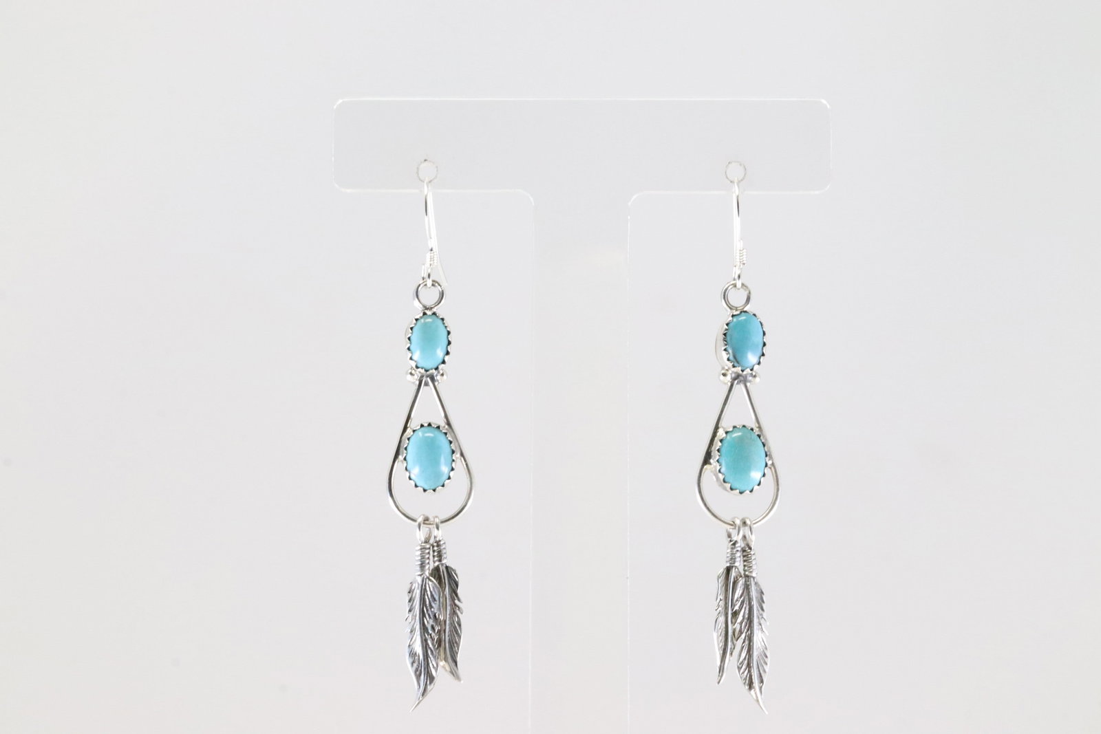 Native America Navajo Sterling Silver Turquoise Dangling Earring's By Sadie Jim. (1 of 4)