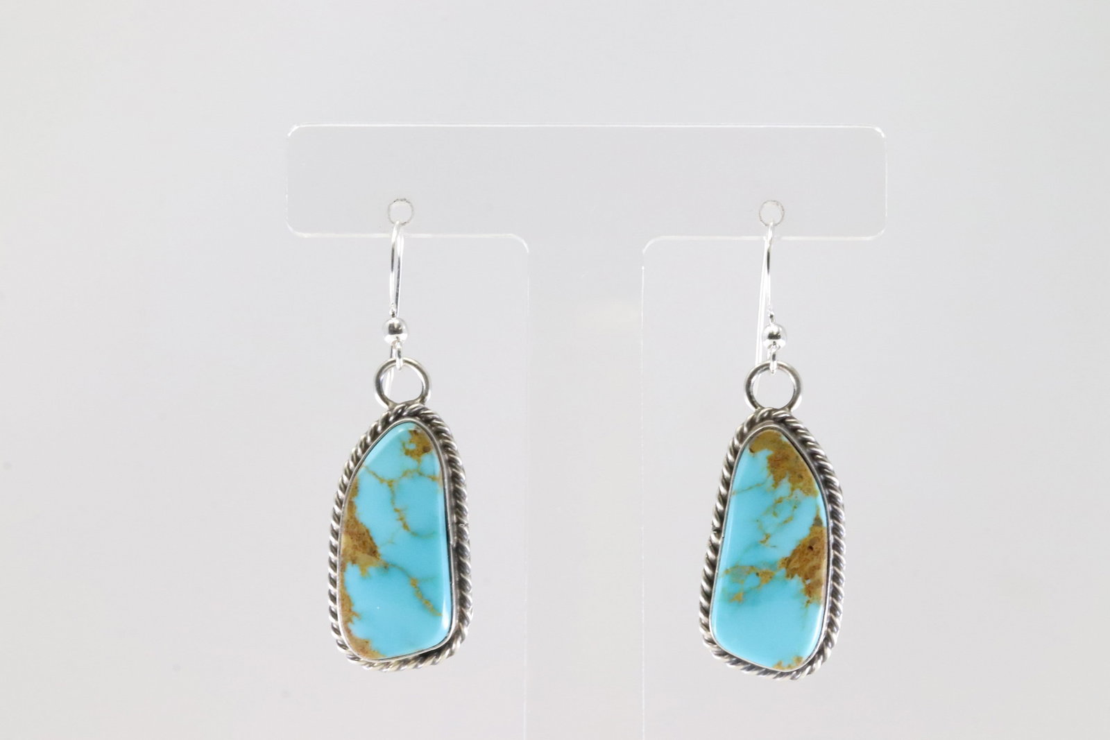 Native America Navajo Sterling Silver Turquoise Cowboy Hat Post Earring's By Bobby Platero.: This is a Native America Navajo Sterling Silver Turquoise Cowboy Hat Post Earring's By Bobby Platero. Stamp By R.B Company.