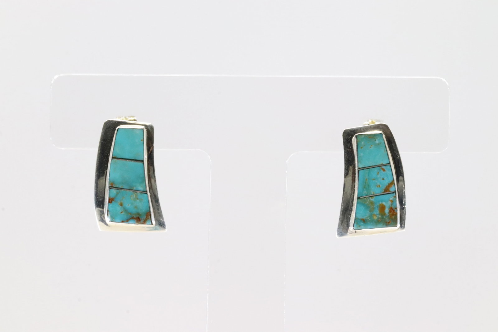 Native America Zuni Sterling Silver Turquoise Post Earring's By V.Martza.: This is a Native America Zuni Sterling Silver Turquoise Post Earring's By V.Martza.