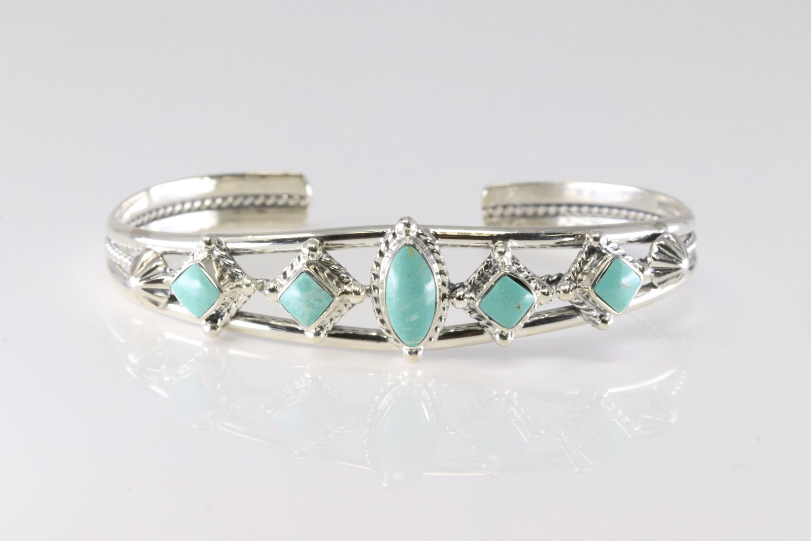 Native America Navajo Sterling Silver Turquoise Ring By Esther White. (1 of 4)