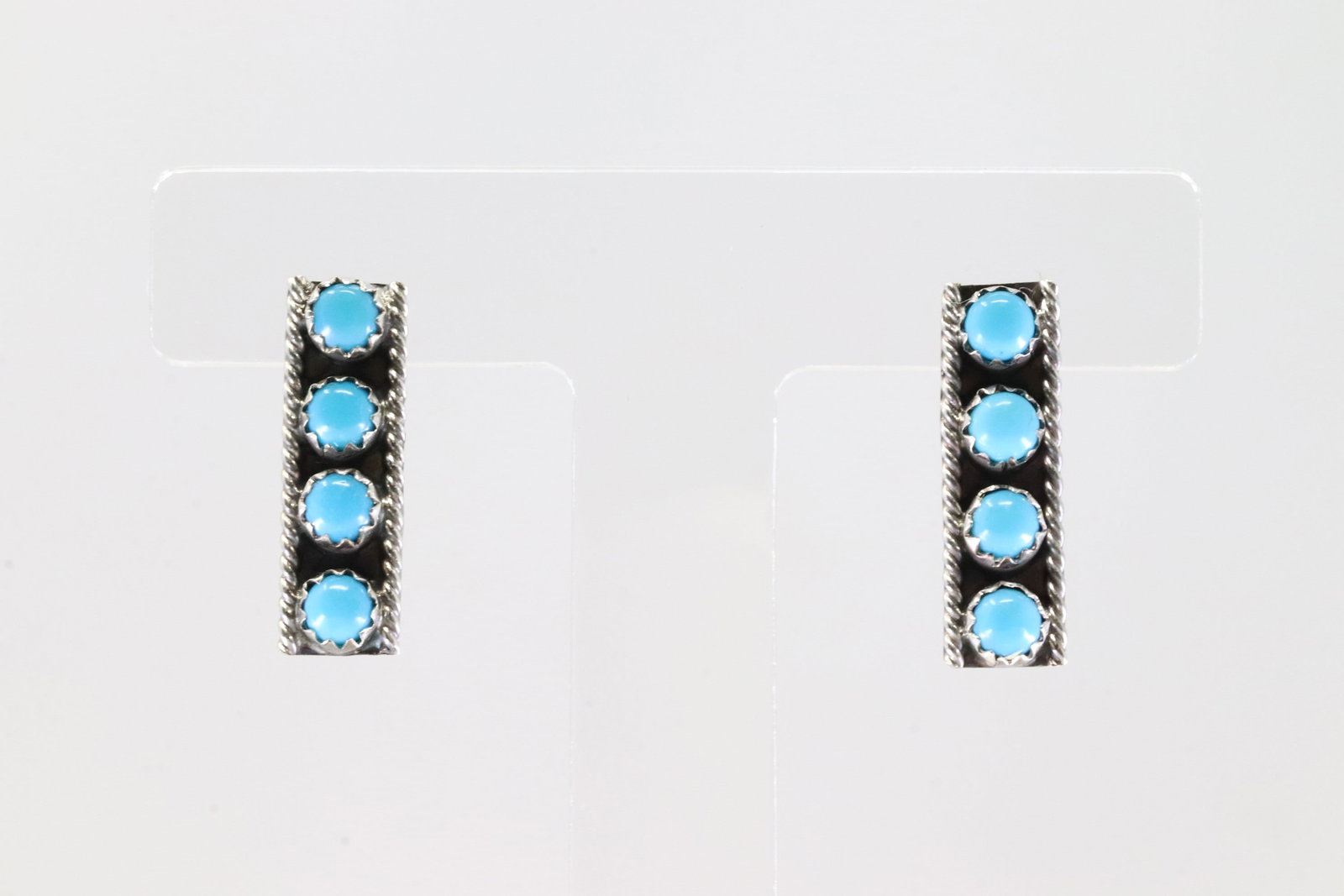 America Sterling Silver Pearl Beaded / Turquoise Hoop Dangling Earring's: This is a America Sterling Silver Pearl Beaded / Turquoise Hoop Dangling Earring's