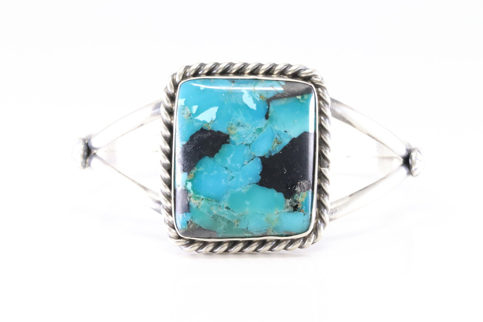 Native America Navajo Sterling Silver Turquoise Kingman Bracelet Cuff By Augustine Largo. (1 of 4)