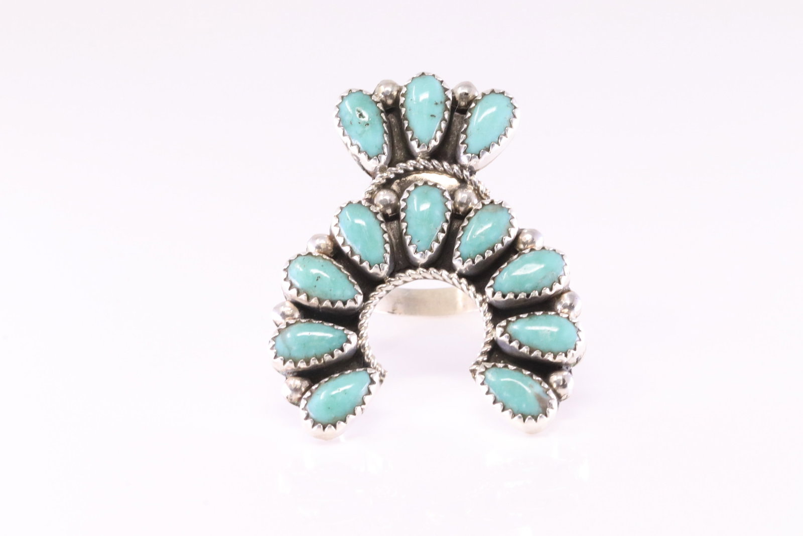 Native America Zuni Sterling Silver Turquoise Ring By R.N. (1 of 4)