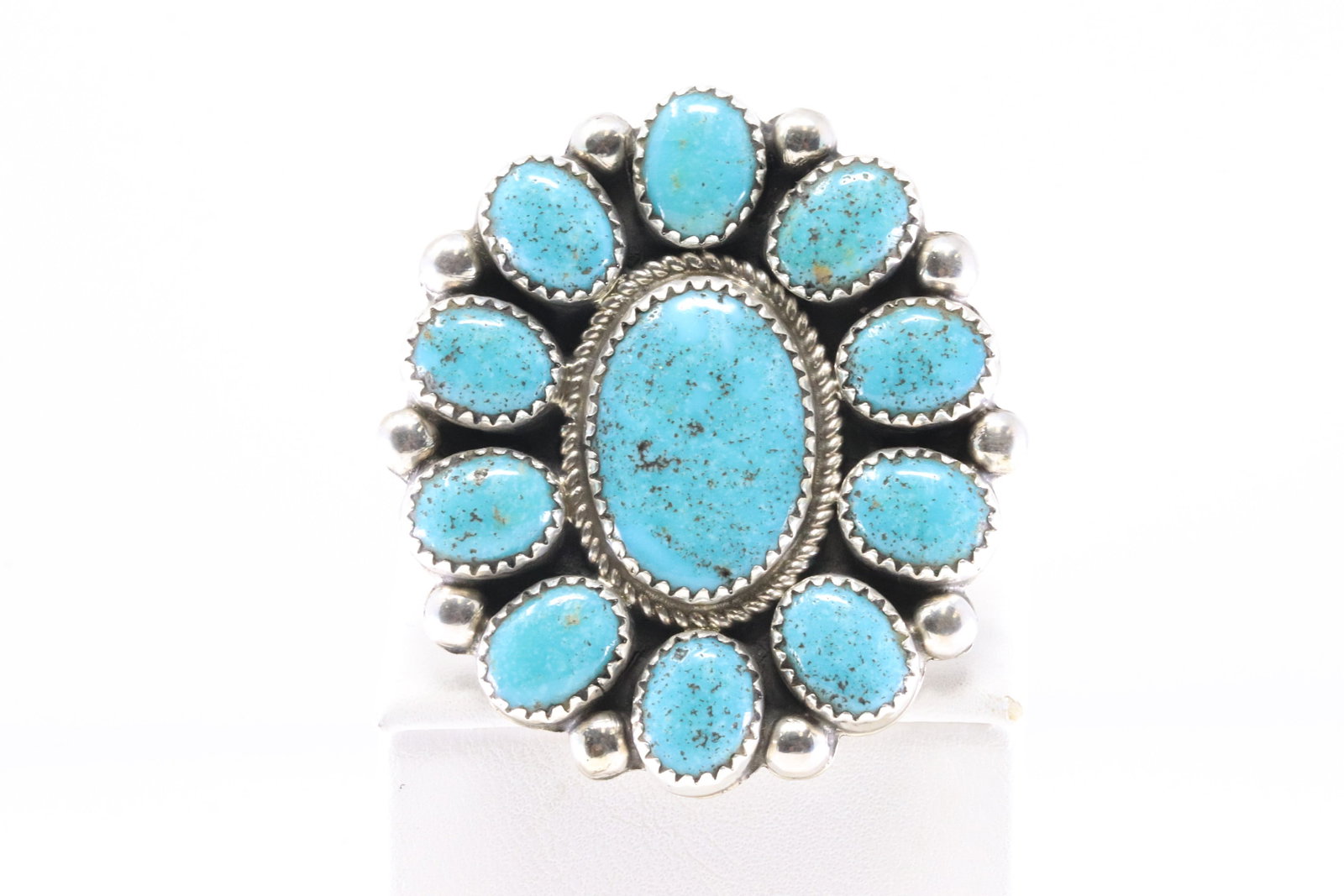 Native America Zuni Sterling Silver Turquoise Ring By R.N.: This is a Native America Zuni Sterling Silver Turquoise Ring By R.N. Ring size: 8.25.