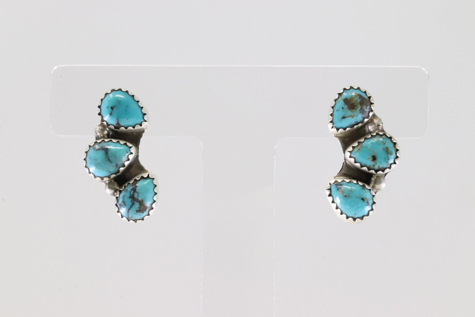 Native America Navajo Sterling Silver Turquoise Post Earring's By B.: This is a Native America Navajo Sterling Silver Turquoise Post Earring's By B.