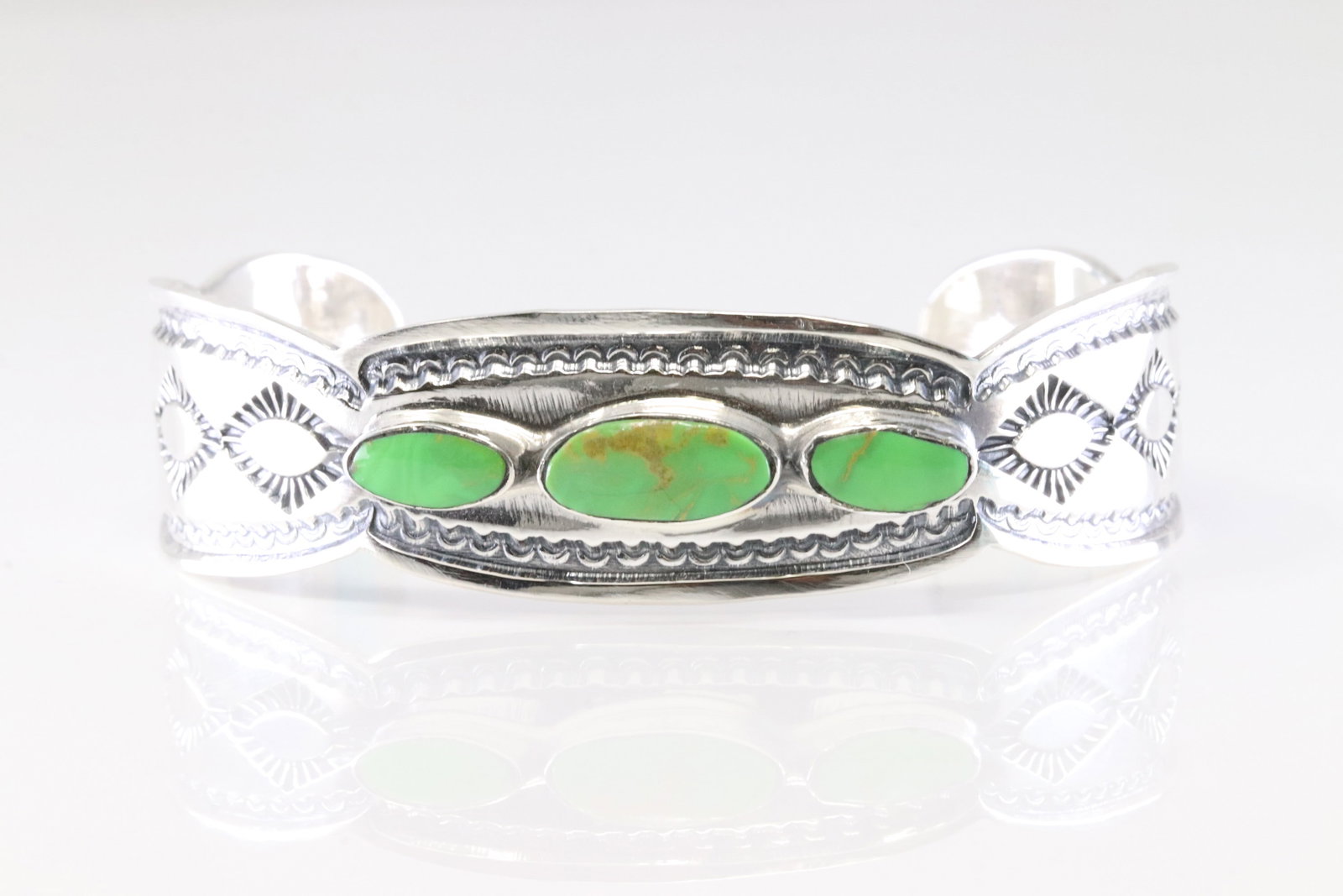 Native America Navajo Sterling Silver Turquoise Bracelet Cuff By Roland Dixon. (1 of 4)