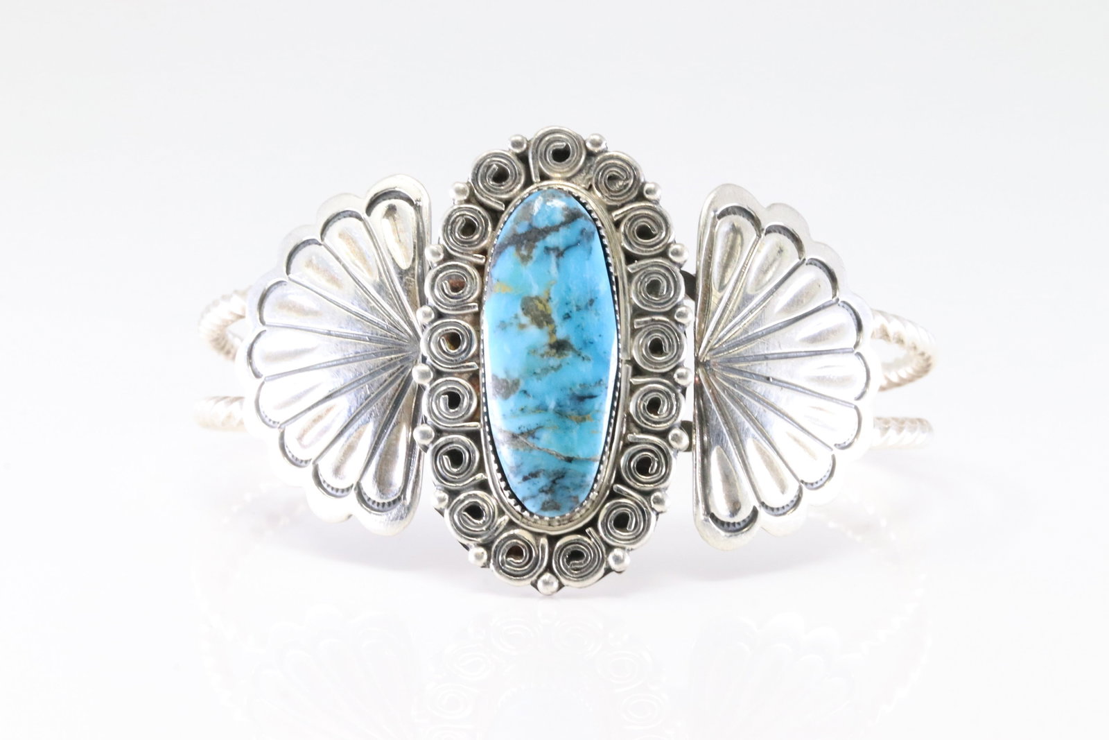 Native America Navajo Sterling Silver Turquoise Bracelet Cuff By Angie Platero. (1 of 4)
