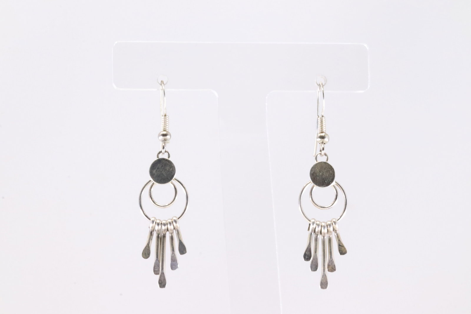 America Sterling Silver Solid Dangling Earring's. - 2
