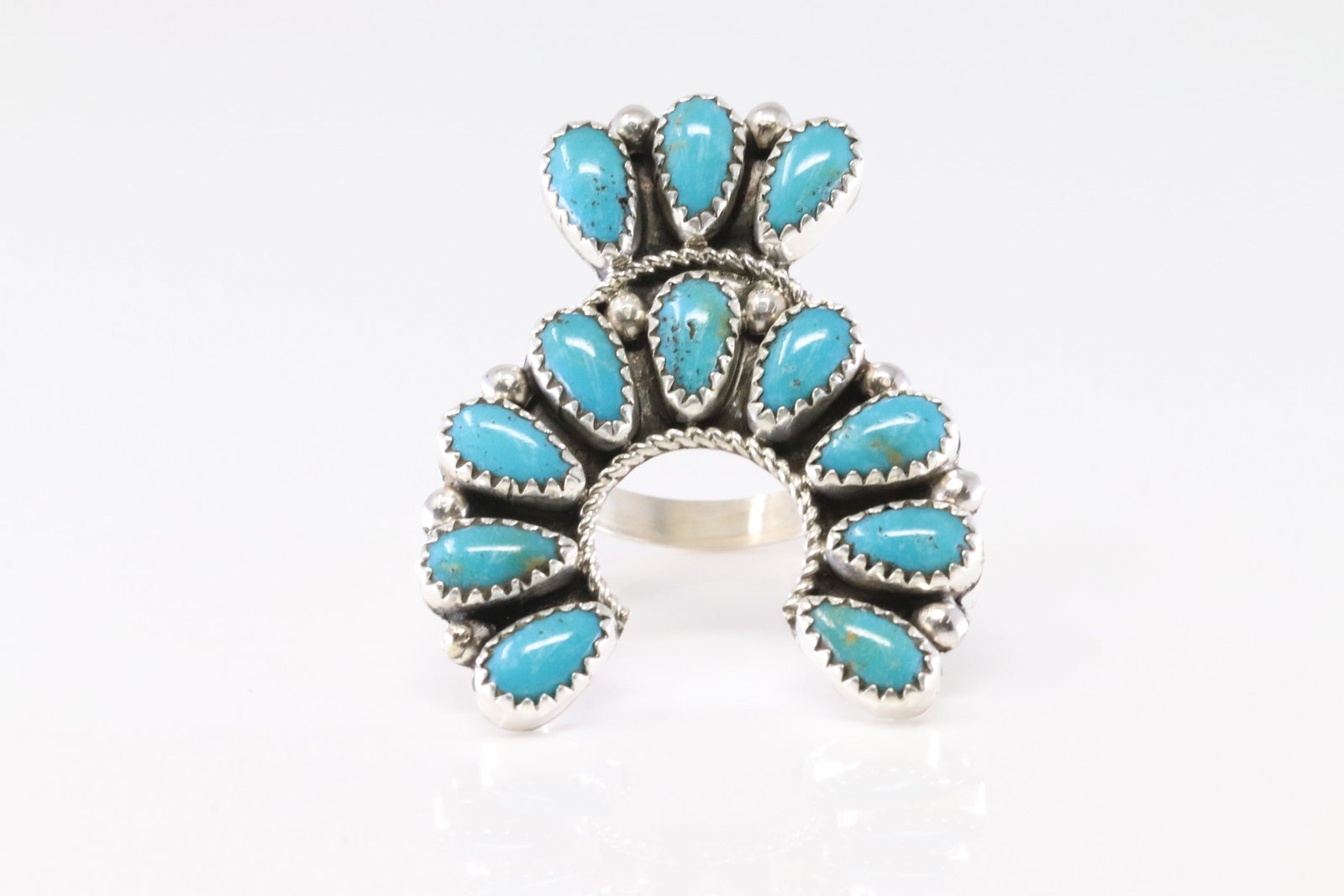 Native America Zuni Sterling Silver Turquoise Ring By R.N.: This is a Native America Zuni Sterling Silver Turquoise Ring By R.N. Ring size: 8.00.