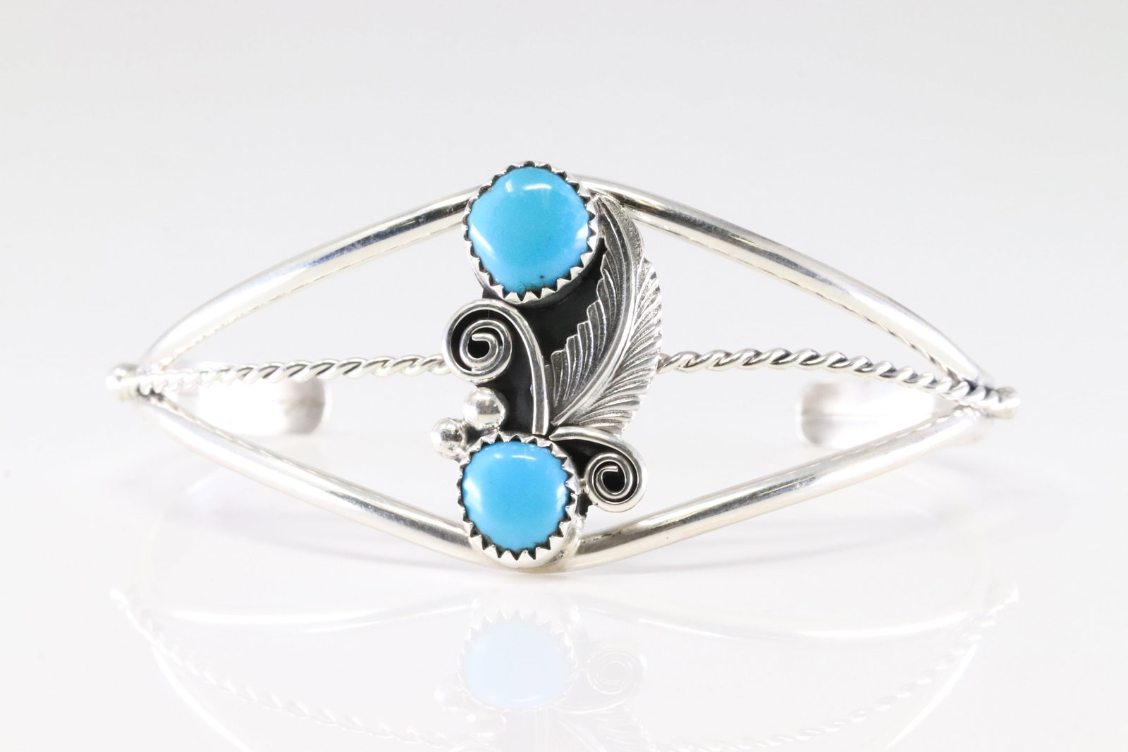 Native American Navajo Sterling Silver Turquoise Bracelet Cuff By R.B Company.: This is a Native America Navajo Sterling Silver Turquoise Bracelet Cuff By R.B Company.