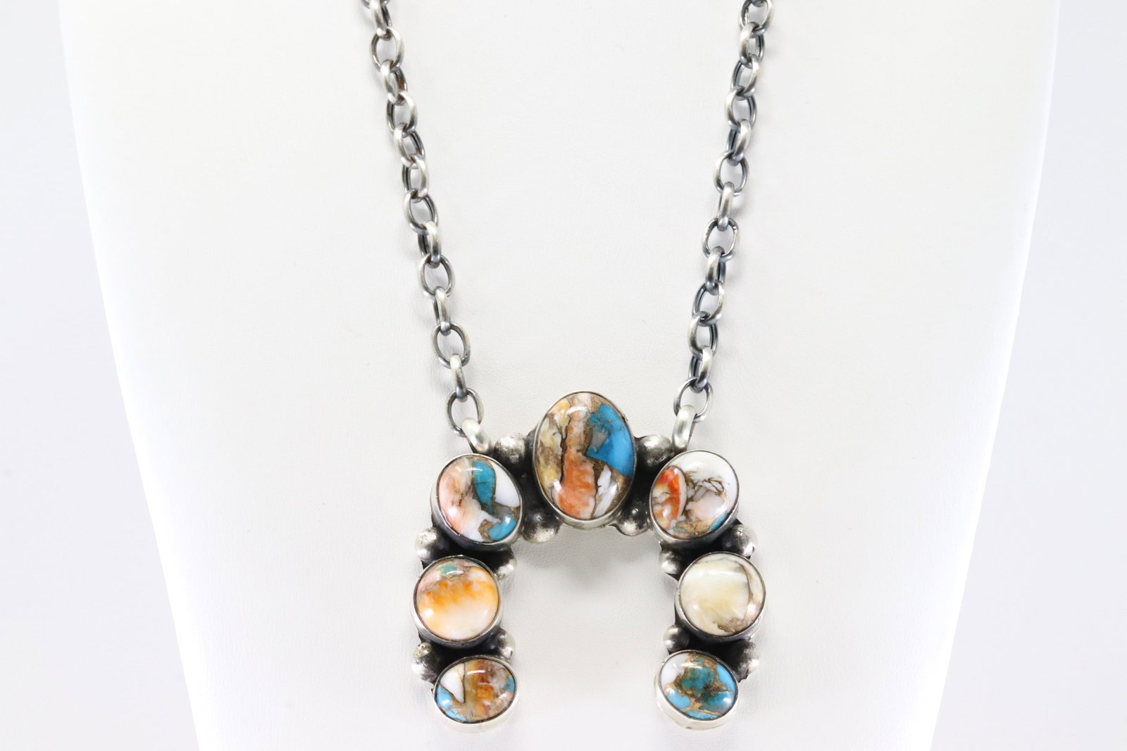 Native America Navajo Sterling Silver Compressed & Turquoise Necklace By AL. (1 of 4)