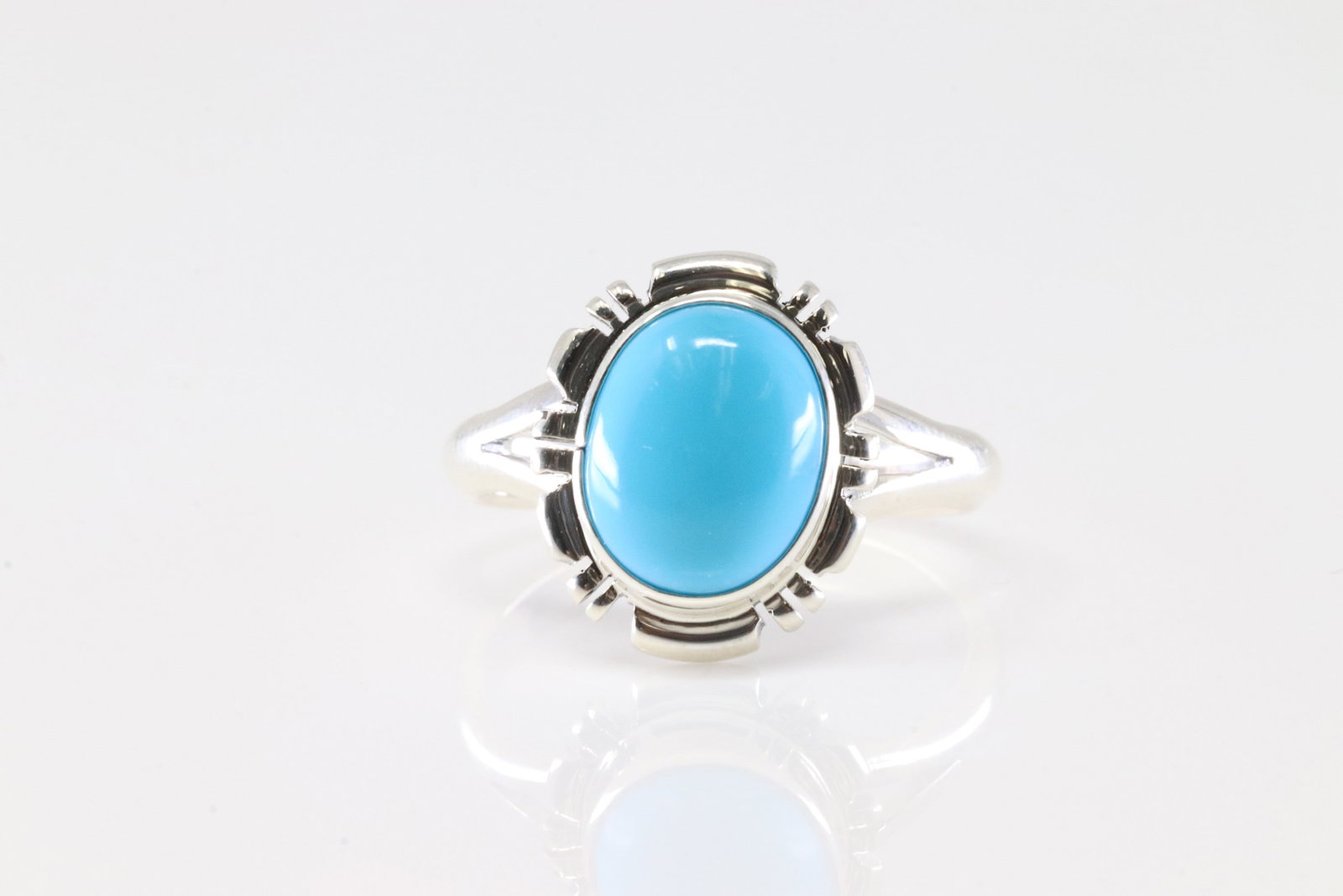 Native America Navajo Sterling Silver Turquoise Ring By A.: This is a Native America Navajo Sterling Silver Turquoise Ring By A. Ring size: 6.75.