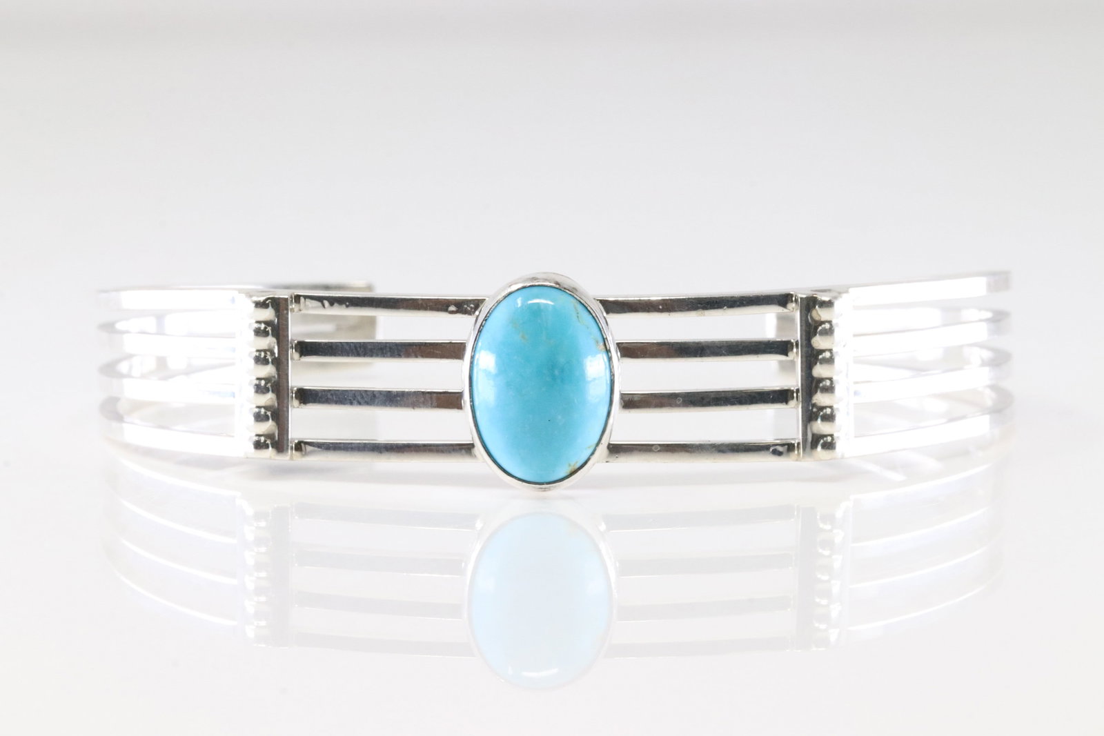 Native America Navajo Sterling Silver Turquoise Bracelet Cuff By Thomas Yazzie. (1 of 4)