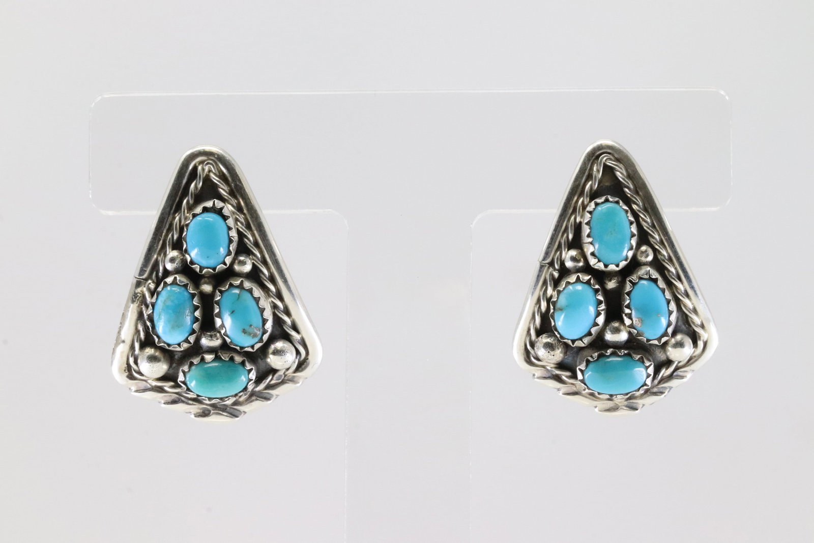 Native American Navajo Sterling Silver Turquoise Post Earring's By M Chee. (1 of 4)