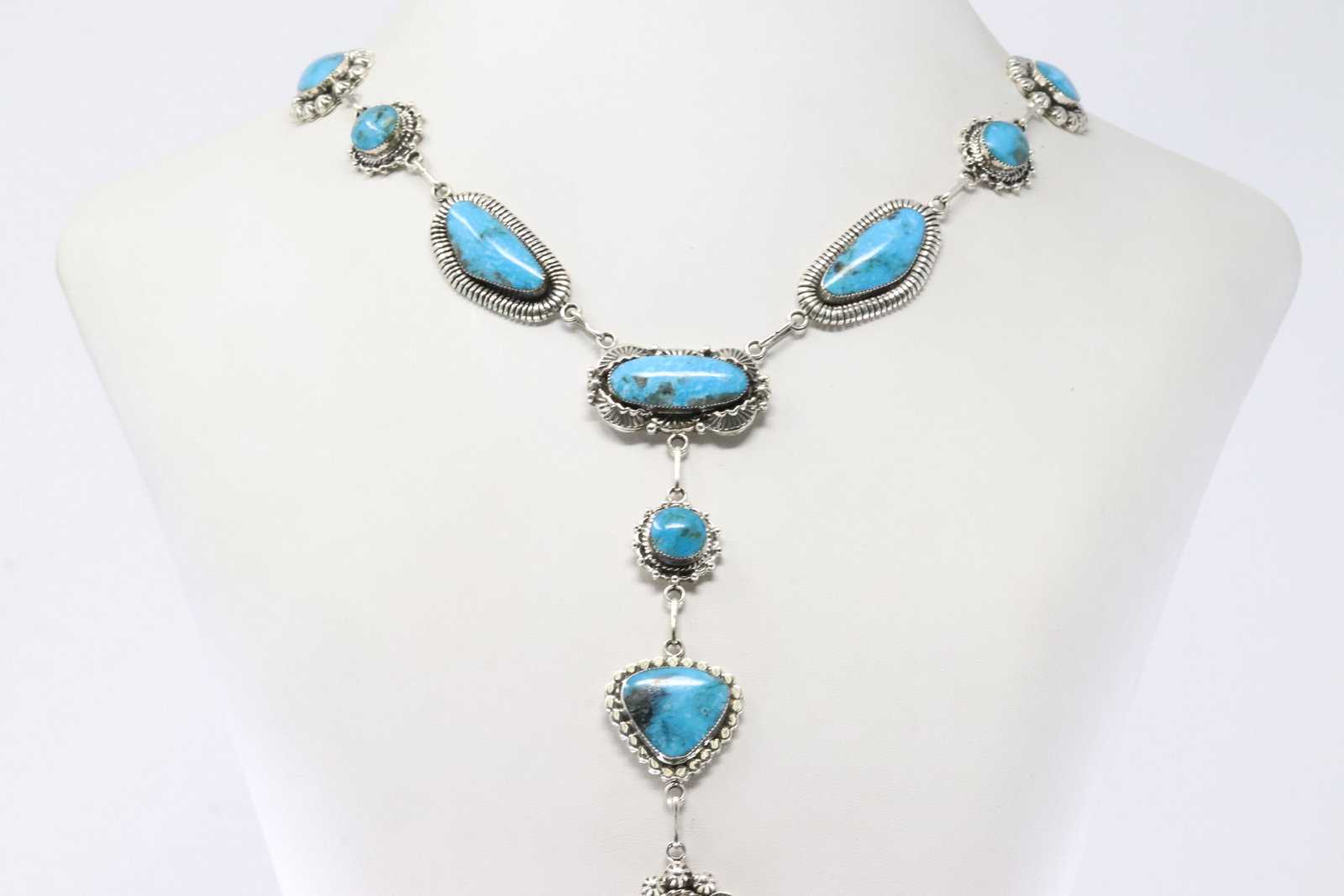 Native America Navajo Sterling Silver Turquoise Necklace By Suzanna Johnson. (1 of 4)
