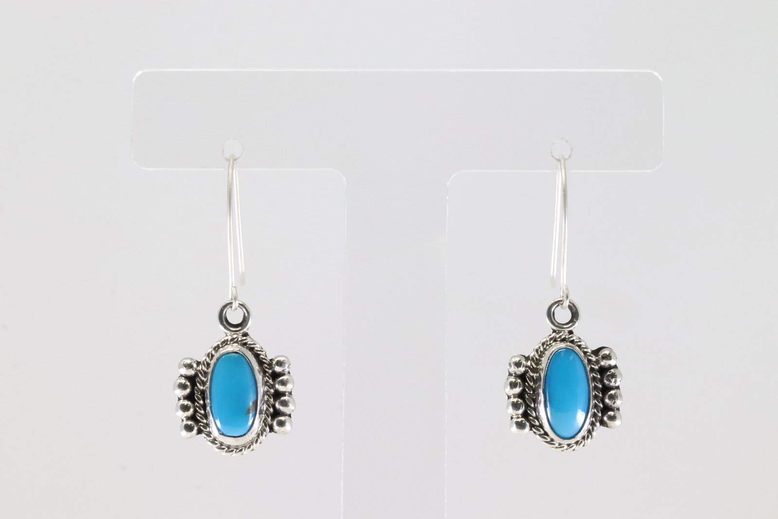 Native America Navajo Sterling Silver Turquoise Dangling Earring's By Lupita Barboje.: This is a Native America Navajo Sterling Silver Turquoise Dangling Earring's By Lupita Barboje.