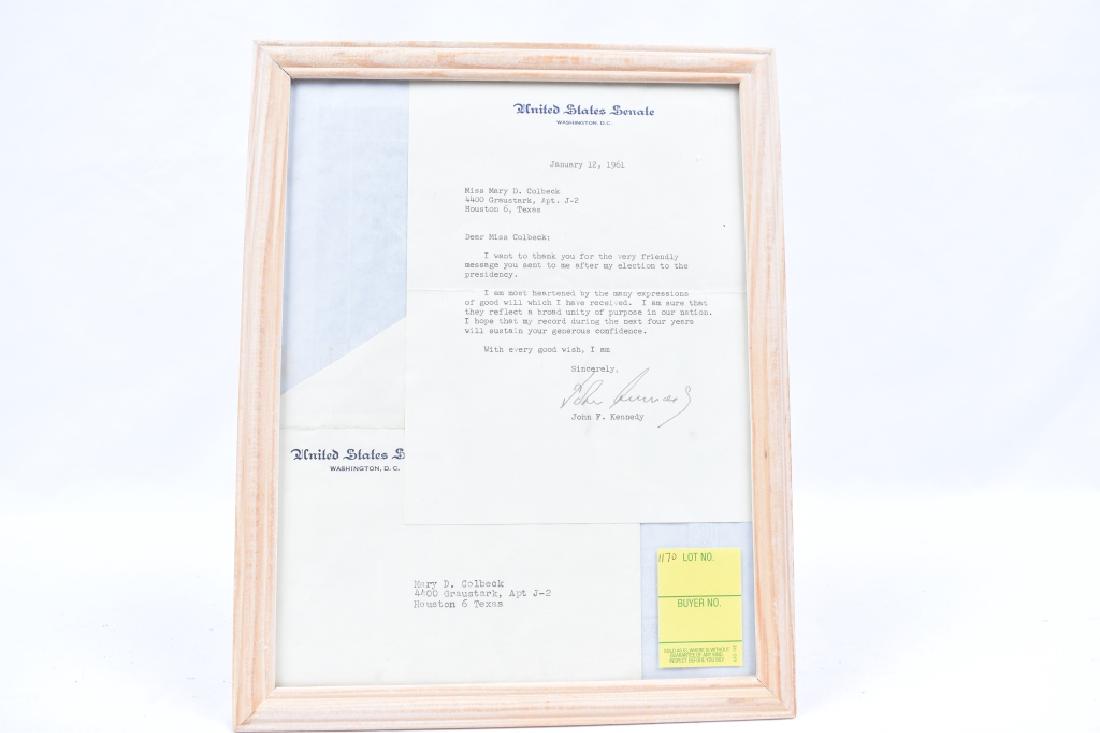 John F Kennedy Signed Letter Framed 1/12/61 (1 of 1)