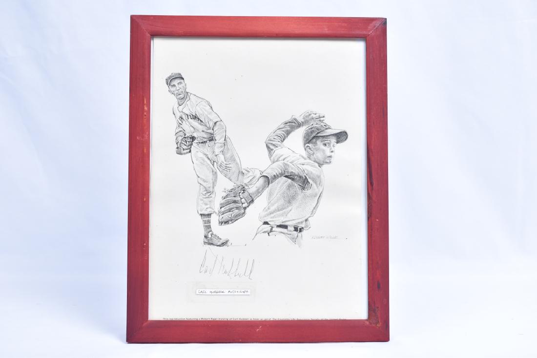 Carl Hubbell Autographed Drawing COA (1 of 2)