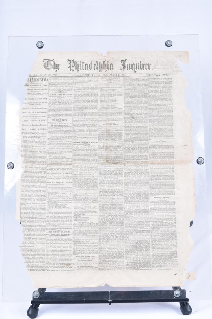 Philadelphia Inquirer Newspaper  Nov 28 1862 (1 of 1)