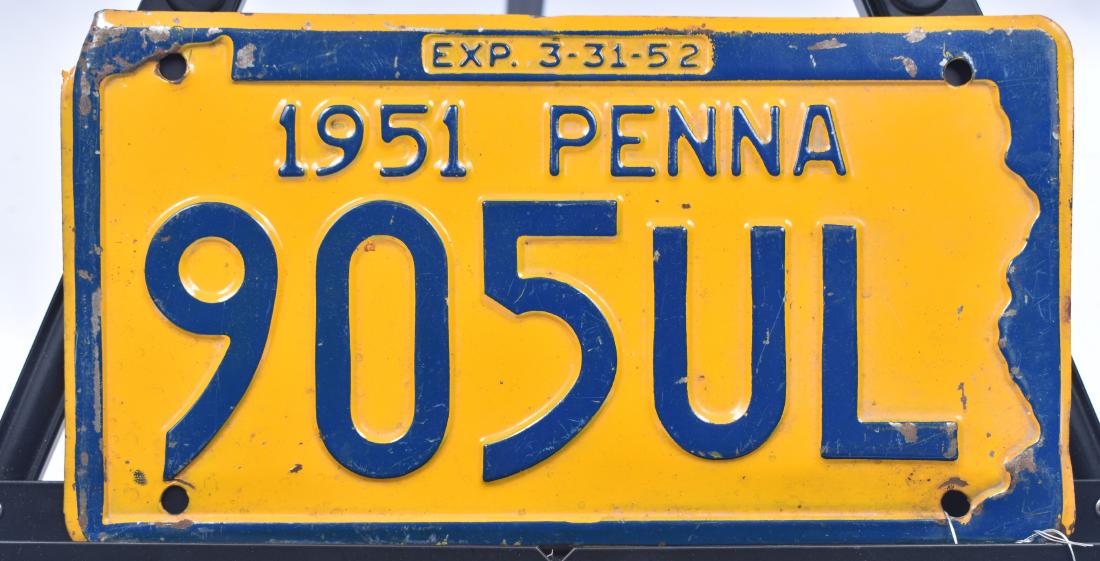 Pennsylvania License Plate 1951 "905UL": Pennsylvania License Plate 1951 "905UL"