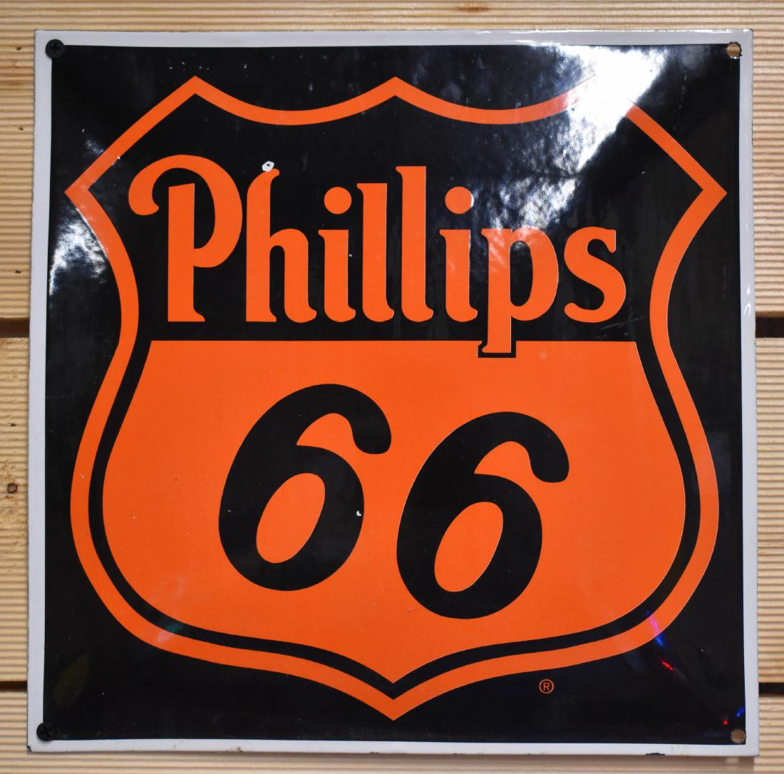 Philips 66 Porcelain Pump Plate: Philips 66 Porcelain Pump Plate SIZE: 12" x 12"