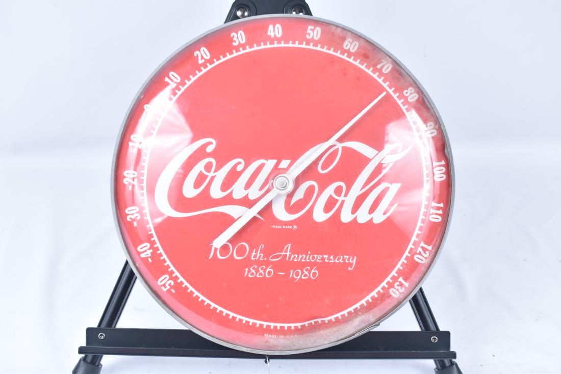 1986 Coca Cola Thermometer 100th Anniversary: 1986 Coca Cola Thermometer 100th Anniversary SIZE: 12" Diameter