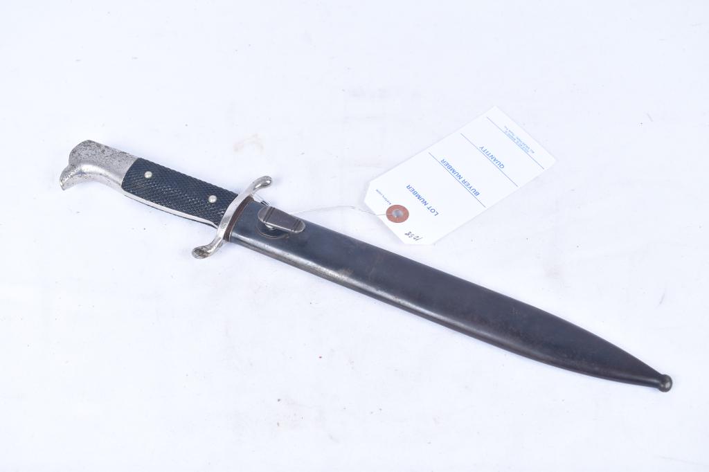 H. Schellhorn Offenbach Bayonet Scabbard 1938 The: H. Schellhorn Offenbach Bayonet Scabbard 1938 The scabbard is marked P. Weyersberg 1938 & 3589 Approximately 14.25" Long The scabbard is marked P. Weyersberg 1938 & 3589 Approximately 14.25" Long