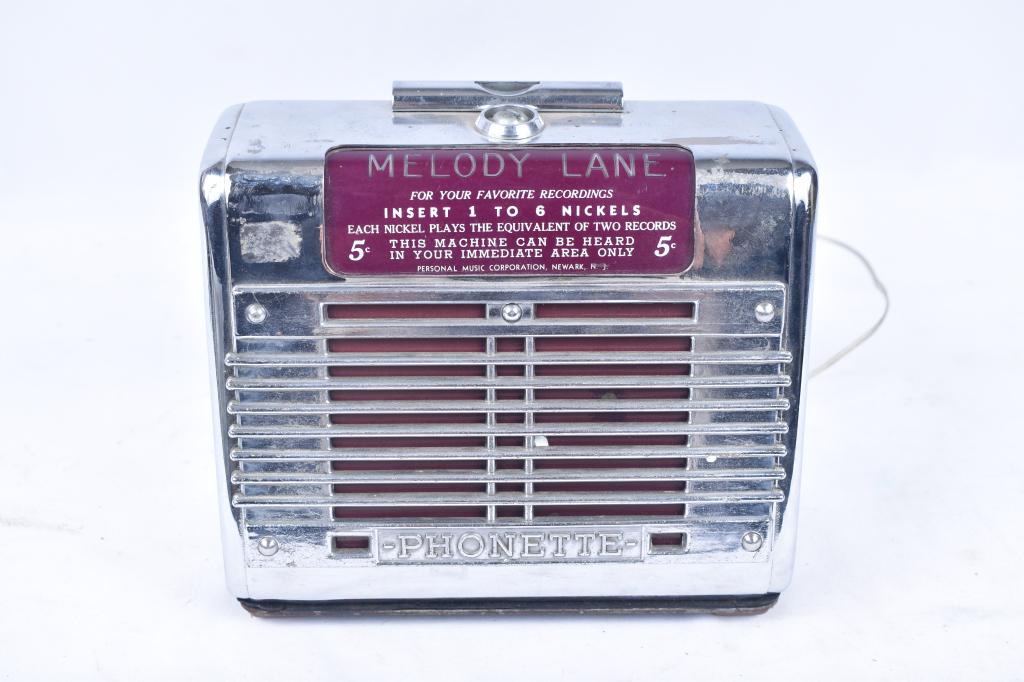 Melody Lane Phonette Jukebox 5 Cent Diner: Melody Lane Phonette Jukebox 5 Cent Diner Measures approximately 7.5" wide