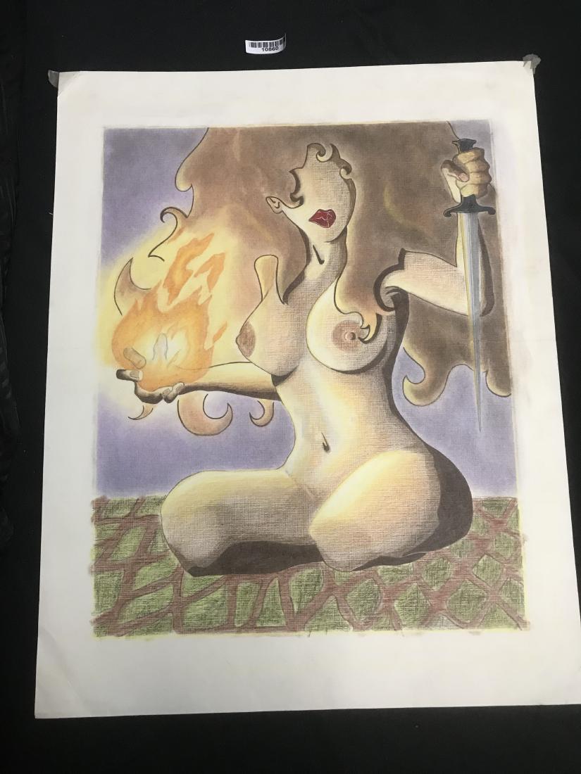 Drew Davis Original art Woman with Knife and Fire in (1 of 7)