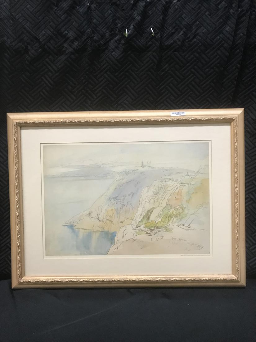 Cape Colonna, Sunium 6 April 1849. Edward Lear: 29 x 22 Edward Lear Beach Scene Signed 1071 Gennadius Library, Athens. Reproduced by the Meriden Gravure Company