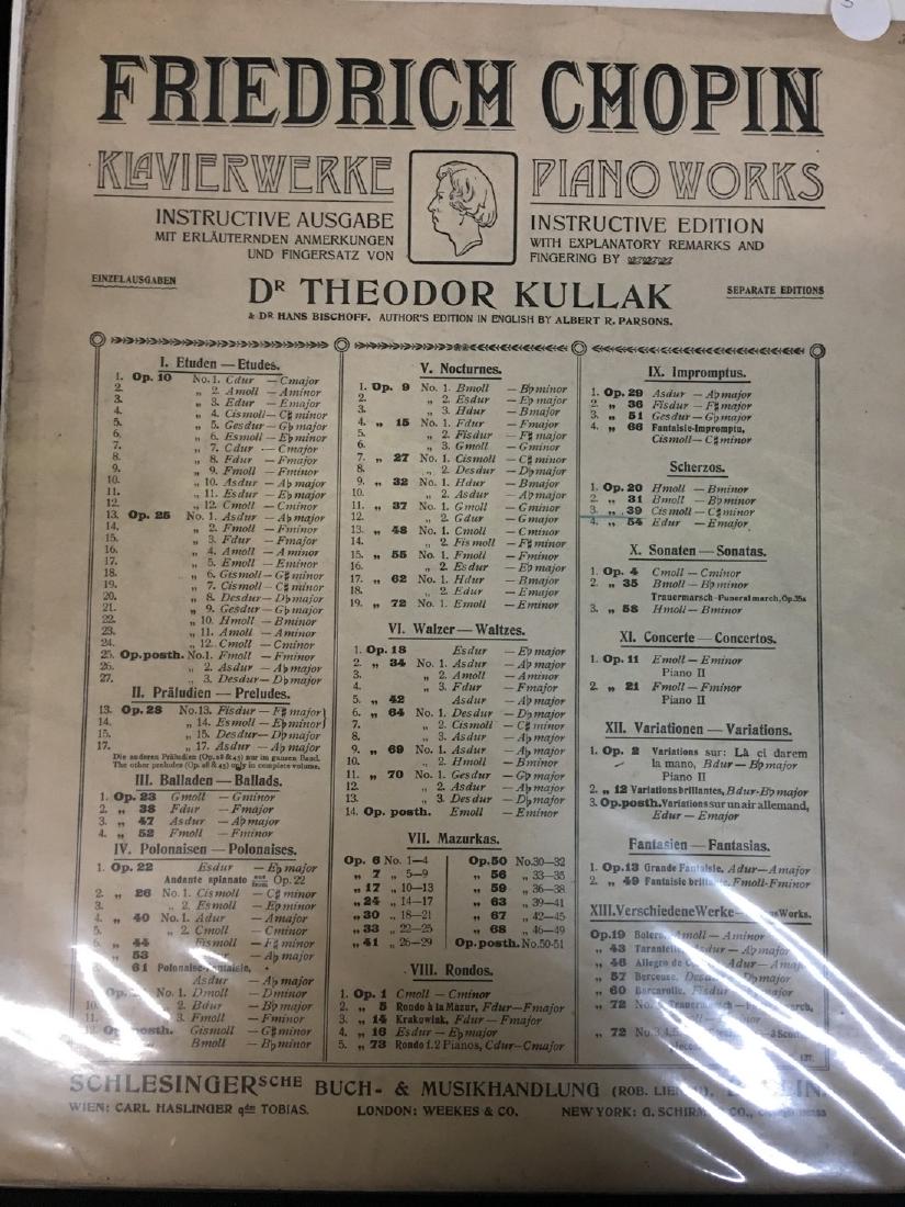 Piano Works by Friedrich Chopin Sheet Music: 10 3/4x 13 1/2 Fair