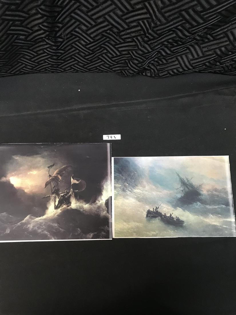 Lot 2 Prints Sailing Ships in Peril Storms (1 of 3)