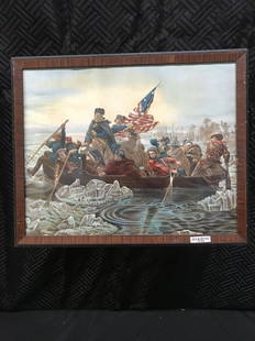 Vintage Print Washington Crossing the Delaware: 17 x 21 Framed Washington Crossing The Delaware River art print by Emanuel Gottlieb Leutze.