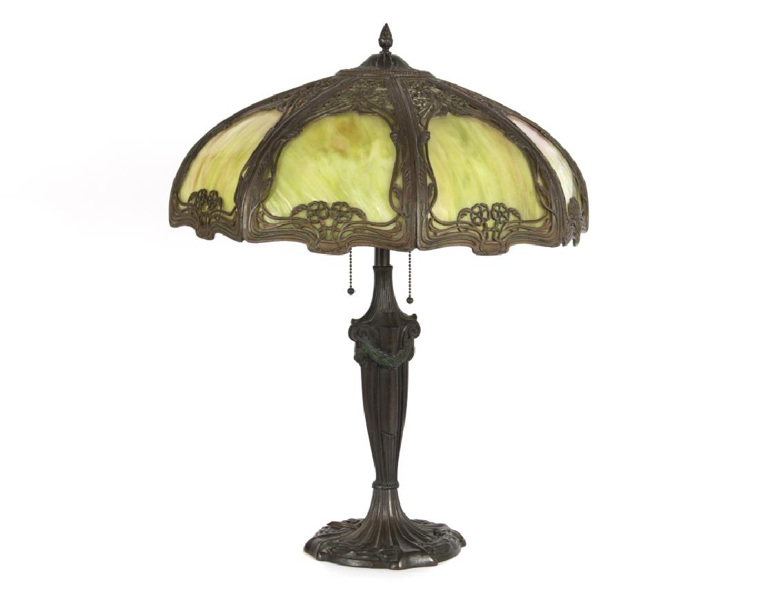 An Art Nouveau slag glass table lamp (1 of 3)