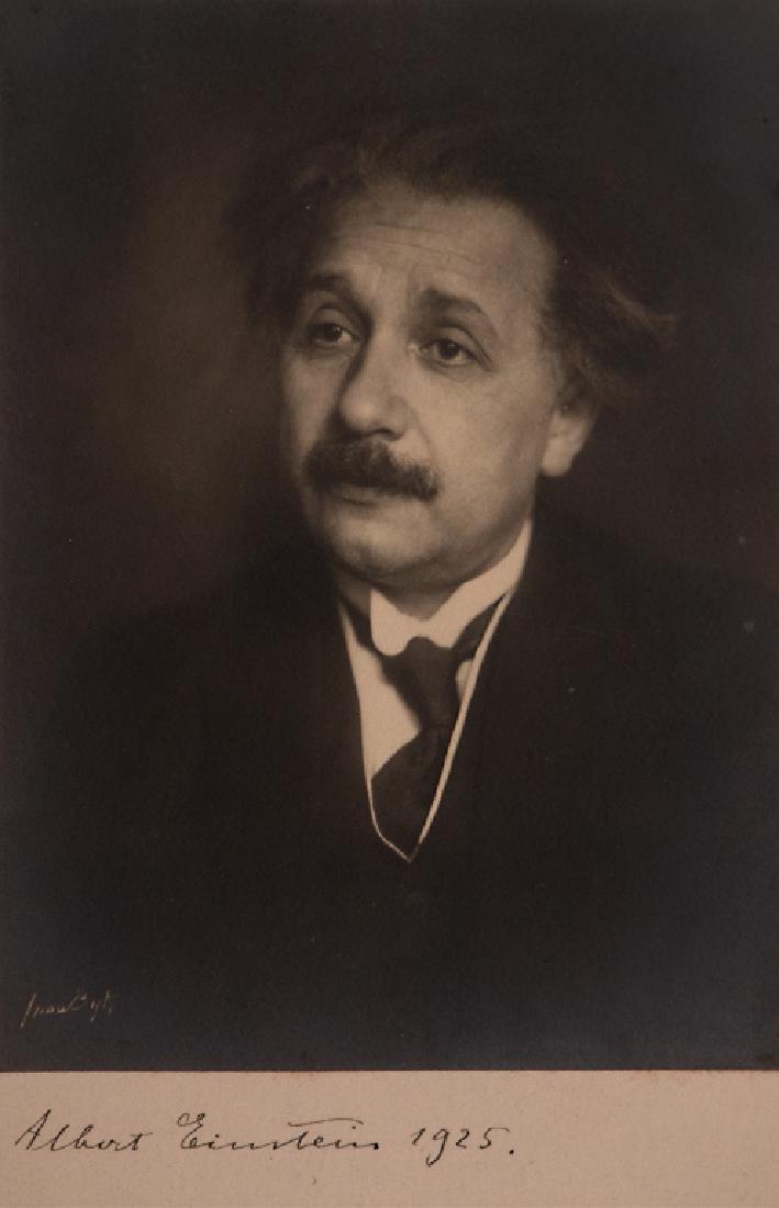 An Albert Einstein autograph: Portrait photograph and signed in the lower margin 'Albert Einstein 1925'. Framed: 14in. H x 12in. W Provenance: The Kenneth W. Rendell Gallery (NBN no#)