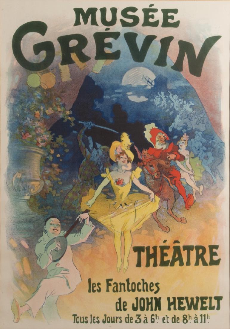 Jules Cheret (French, 1836-1932): Musee Gravin, Theatre les Fantoches de John Hewelt (M. 267; B471), 1900. Color lithograph poster on wove paper, signed and dated on the stone, printed by Imprimerie Chaix, Paris, framed. 48in. H x 34 