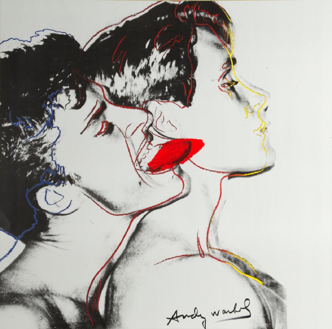 After Andy Warhol (American, 1928-1987): Querelle, 1982. Offset color print, with printed signature, framed. 27 1/4in. H x 27 1/4in. W Frame: 30in. H x 30in. W x 1in. L (TOC no#)